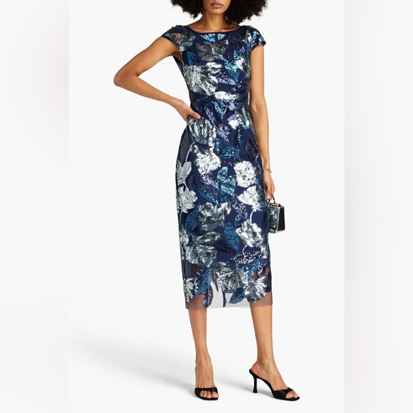 NWT Marchesa Notte Embellished tulle midi dress - 2 - Picture 2 of 10